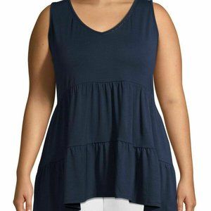 Navy Blue Terra & Sky Women's Plus Size Tiered